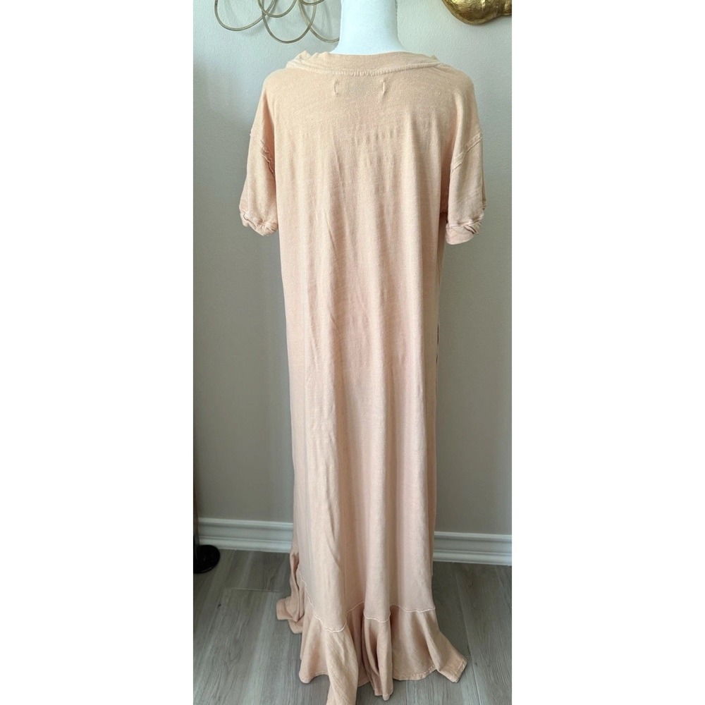 Free People FP Beach Maxi Dress L Peach Ruffle Hem Raw Edge Boho Oversized - Picture 4 of 10